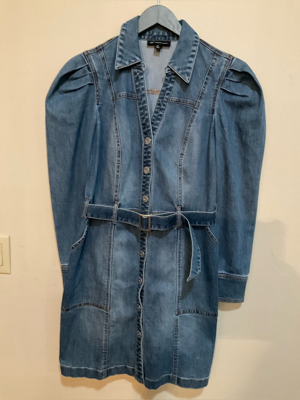 INC International Concepts puff-sleeve denim dress - Picture 2 of 9